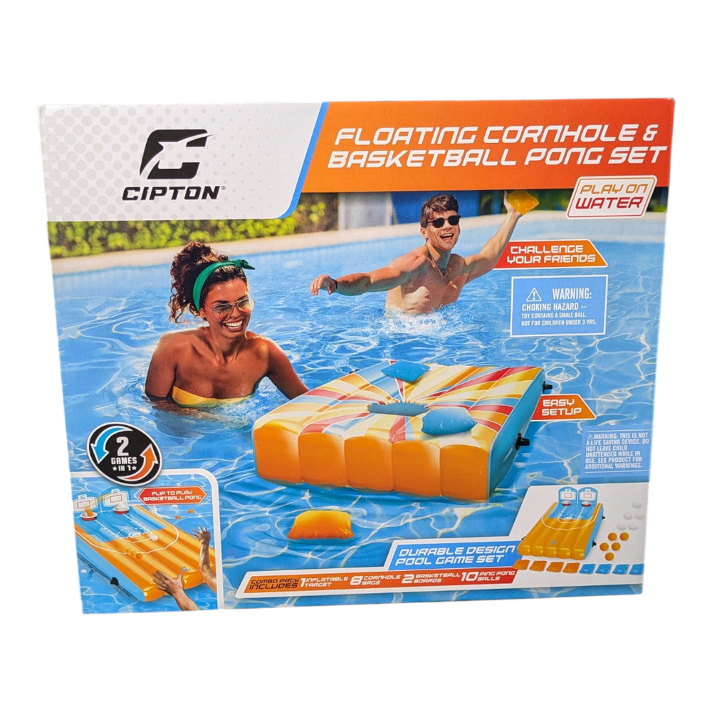 Swimming Floating Cornhole & Basketball Pong Set   Brand New In Package